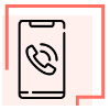 Icono de un móvil de color negro sobre fondo coral.
